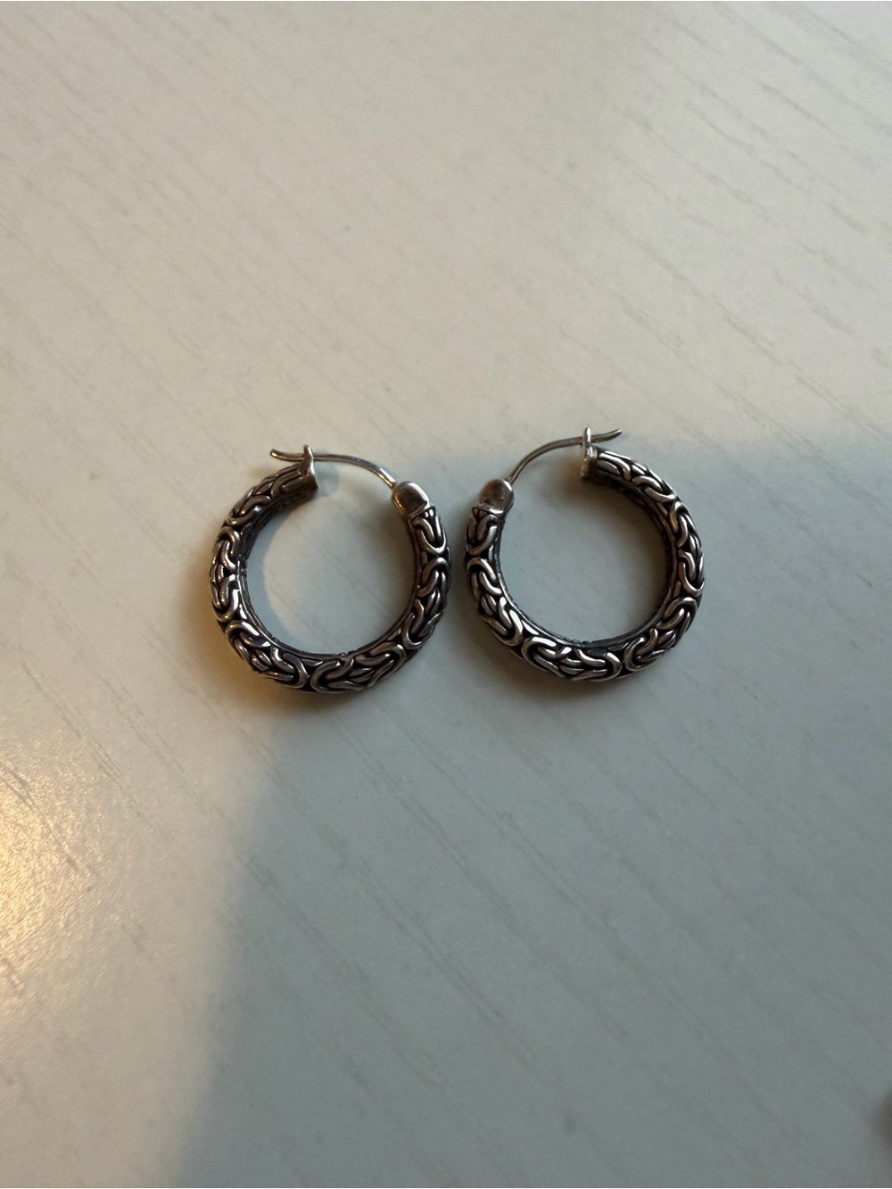 925 Vintage Bali-style Byzantine woven link hoop earrings
